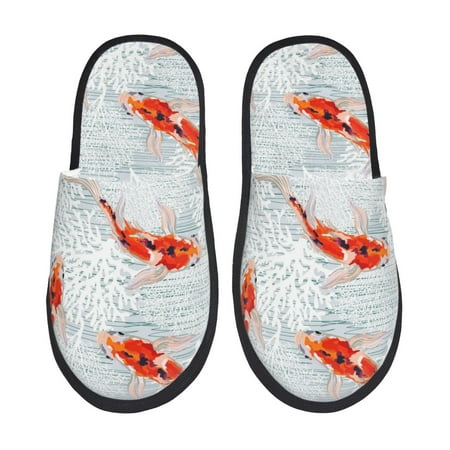 

Tideii Koi Fish Corals Spring Summer for Home Indoor Cotton Slippers Autumn and Winter EVA Plush Slippers Household Supplies Unisex-Large