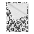 thumbnail image 2 of Gothic Soft Flannel Fleece Throw Blanket, Victorian Floral Motifs and Owl Classical Vintage Flourishes, Cozy Plush for Indoor and Outdoor Use, 50" x 60", Black Grey White, by Ambesonne, 2 of 5