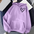 thumbnail image 2 of DDAPJ pyju Womens Overized Hoodies Cute Heart Sweatshirt Teen Girls Y2K Hooded Pullover with Kangaroo Pocket, 2 of 5