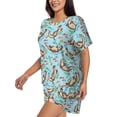 thumbnail image 2 of Susaid Cute Otters Print Women's Pajama Set, Button-Up Sleepwear with Elastic Waist Shorts, Perfect for Lounging, Yoga, Beach, and Casual Wear-X-Large, 2 of 7
