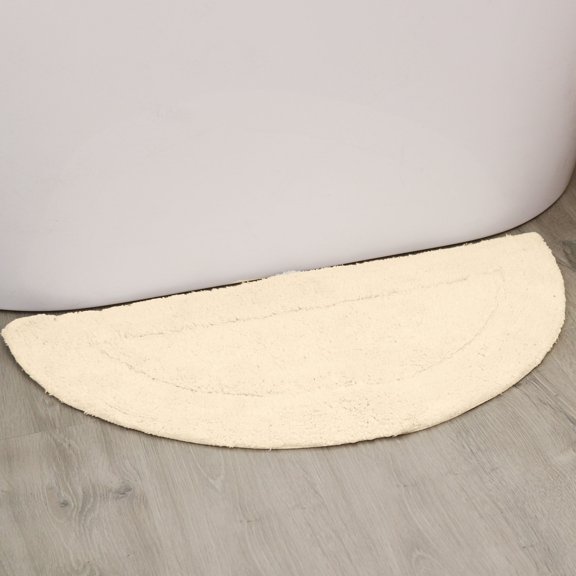 HOME WEAVERS Waterford Collection Bathroom Rug 100% Cotton Tufted U Shape Slice Rug, Soft Absorbent Bath Rugs, Non-Slip Bath Rug, Machine Wash Dry, bath Rugs , 17"x30" Slice Rug, Ivory