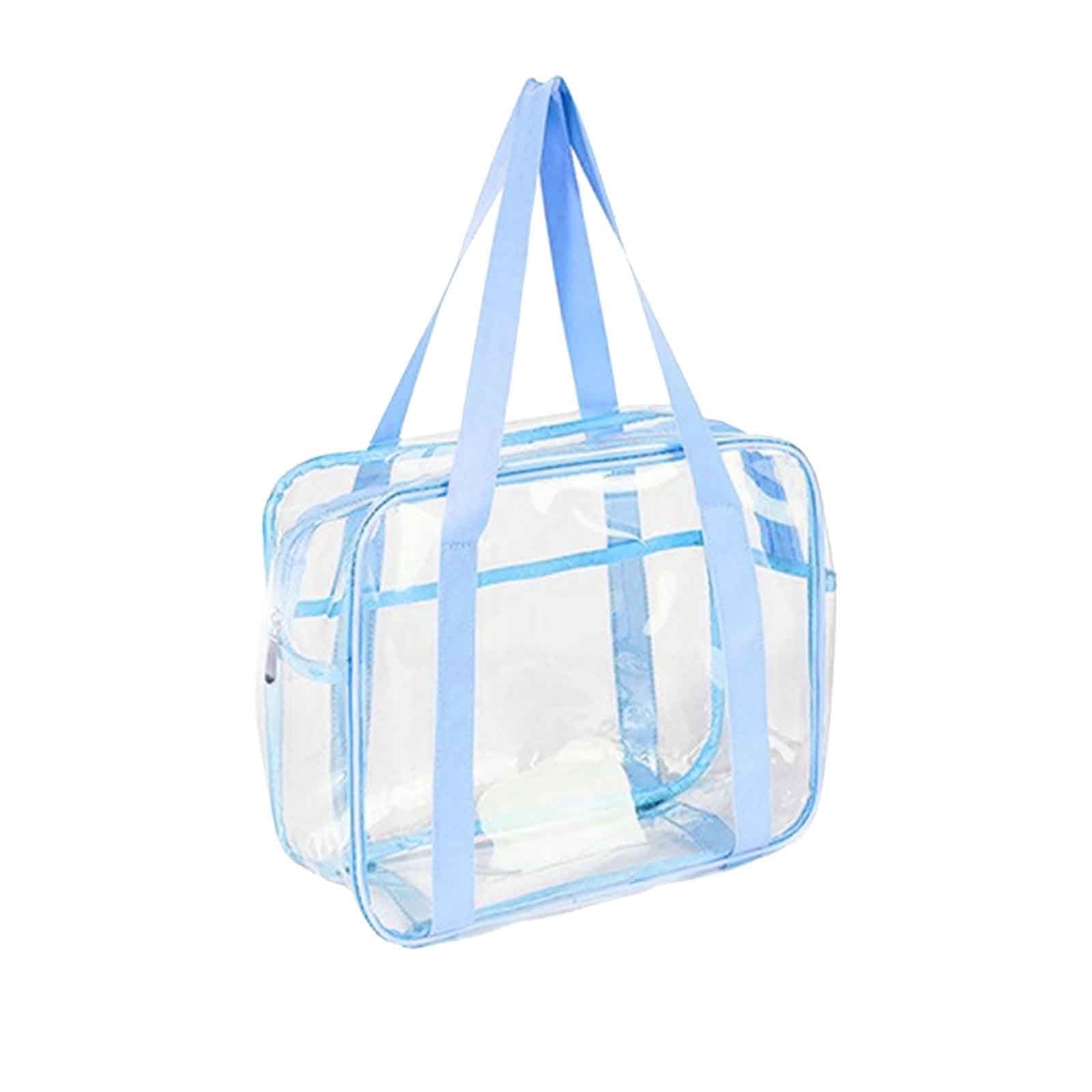 Jeashchat Zippered Tote Bag, Portable Bathroom Travel Bag in Waterproof Clear PVC Cosmetic Bag, Adult Unisex, Size: One size, Blue