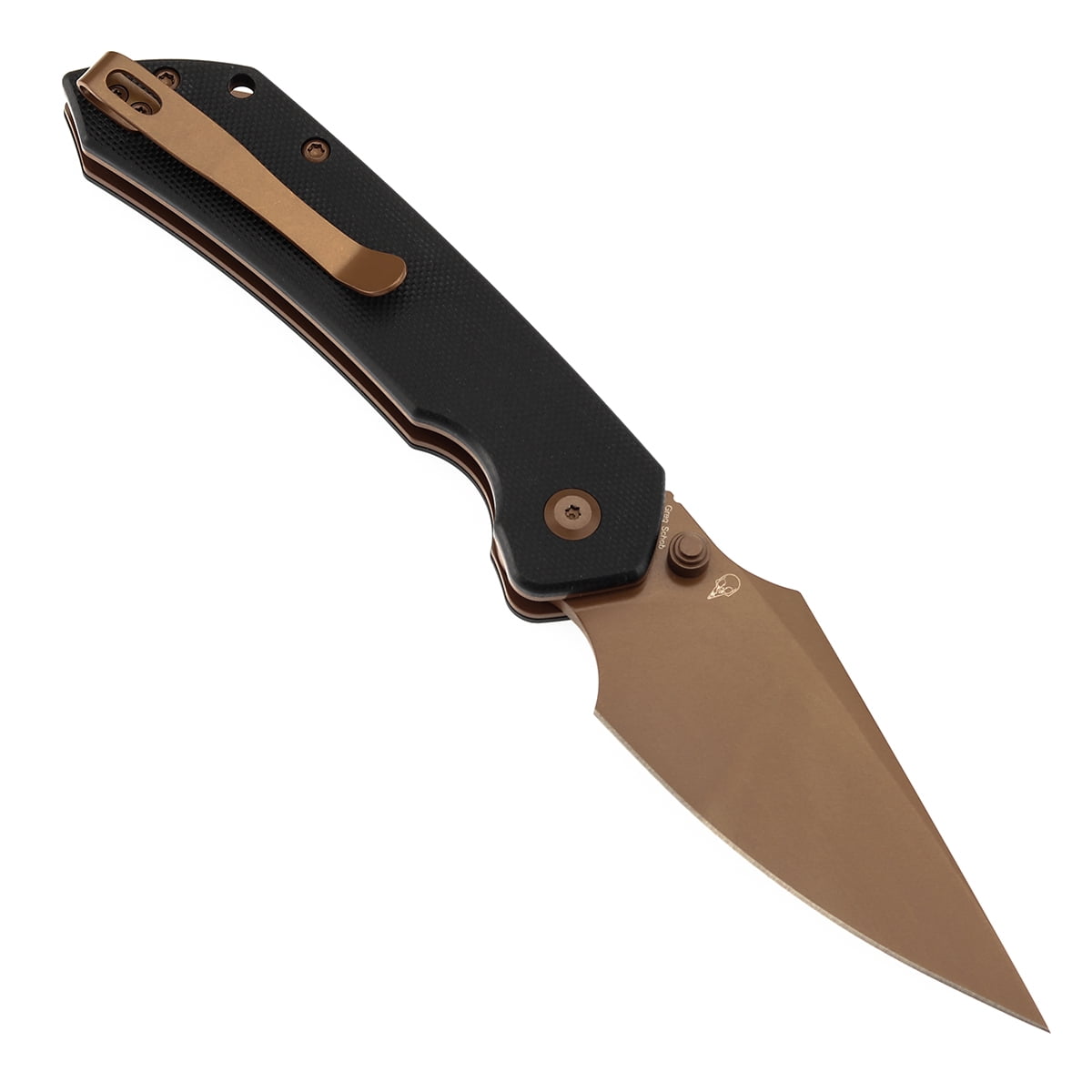 Tenable Fenrir Folding Pocket Knives 3.48“ Rose Gold Coated Nitro-V Blade,Black G10 Handle,B1034H3