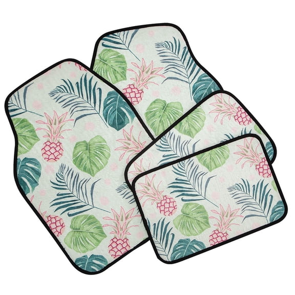 Pineapple Car Mats, Set of 4, Crafted With Durable Plastic, Cotton Finish, Car Décor - Front Mats Measure 17 1/4" Long x 25 1/4" Wide, Back Mats Measure 17 1/4" Long x 12" Wide