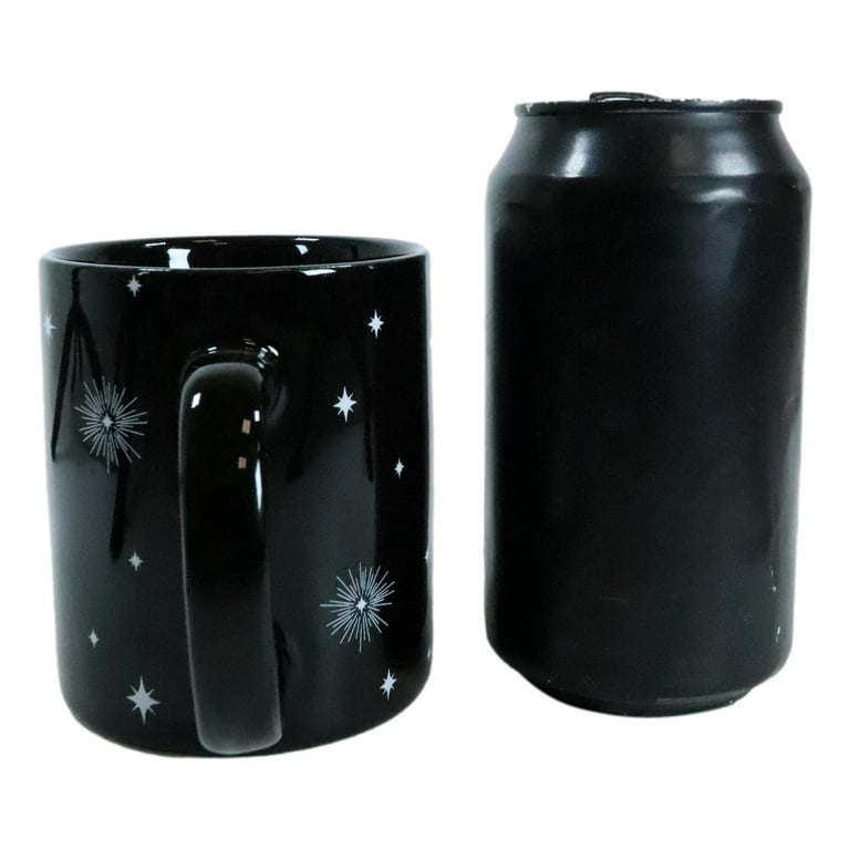 Pins & Bones Ouija Moon Coffee Mug 15 oz Layered Aluminum Black