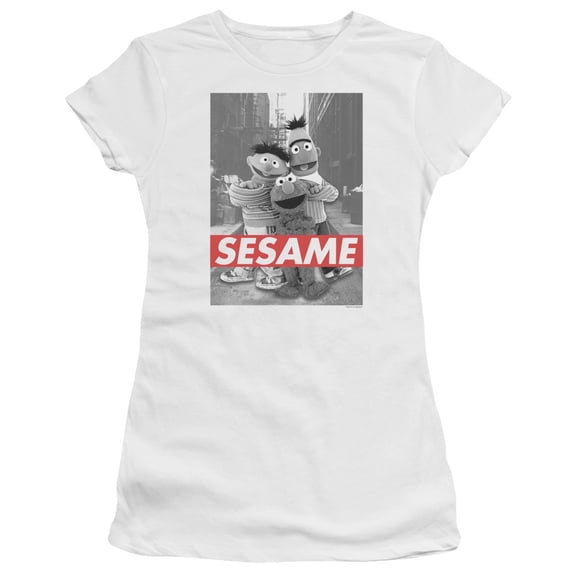 Sesame Street - Sesame - Juniors Teen Girls Cap Sleeve Shirt - Large
