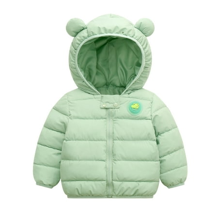 

DNDKILG Children Boy Girls Thicken Fall Winter Puffer Jacket Toddler Baby Long Sleeve Zip Up Outerwear Hooded Padded Coat Green 2Y-8Y