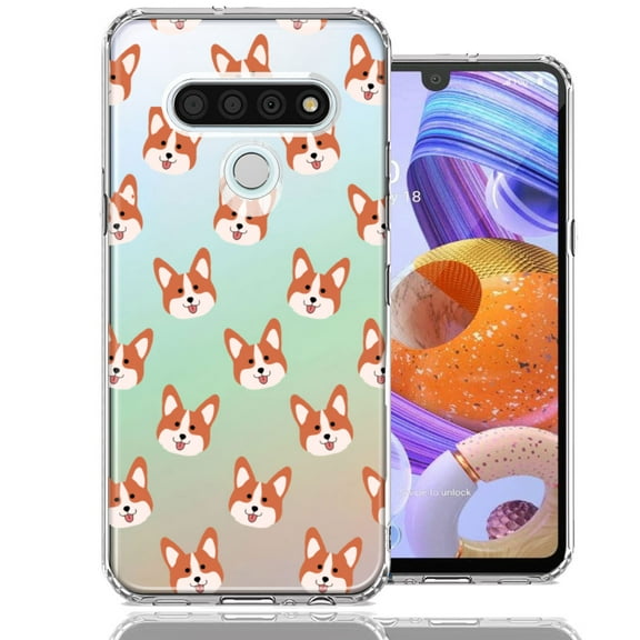 MUNDAZE For LG K51 Shiba Inu Polkadots Design Double Layer Phone Case Cover