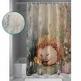 thumbnail image 3 of Spring Hedgehog Shower Curtains for Bathroom Waterproof Fabric Bath Curtains Decor Bath Tub Curtain Botanical Pastoral Animals Flower Leaf Decorative Shower Curtain Sets with 12 Hooks, 72x72 Inch, 3 of 6