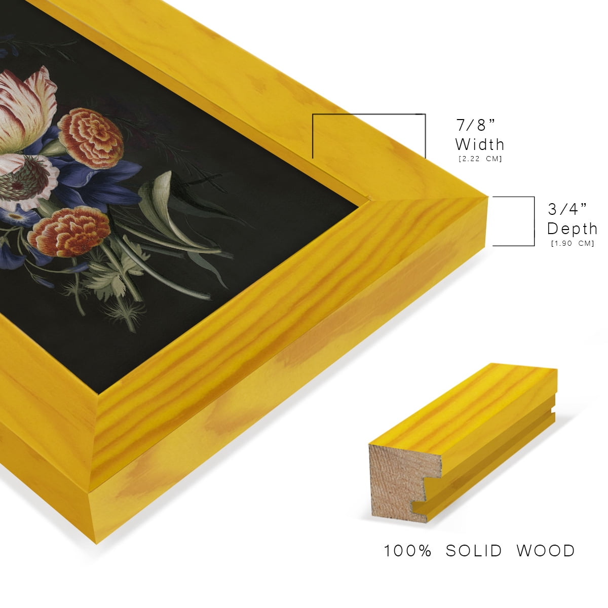 Dramatic Bouquet II -Framed Print w/glass-Sunflower Yellow