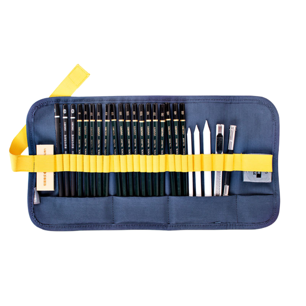 Juego de lápices de dibujo profesional de 33 piezas con funda para artistas