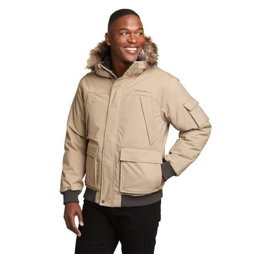 EDDIE BAUER MEN SUPERIOR DOWN WATERPROOF BOMBER JACKET LIGHT KHAKI MEN'S L