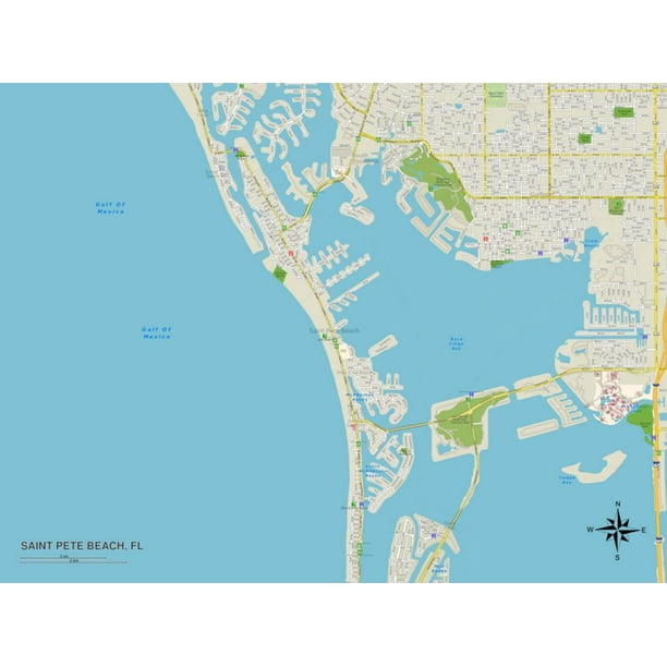 Political Map of Saint Pete Beach, FL Print Wall Art