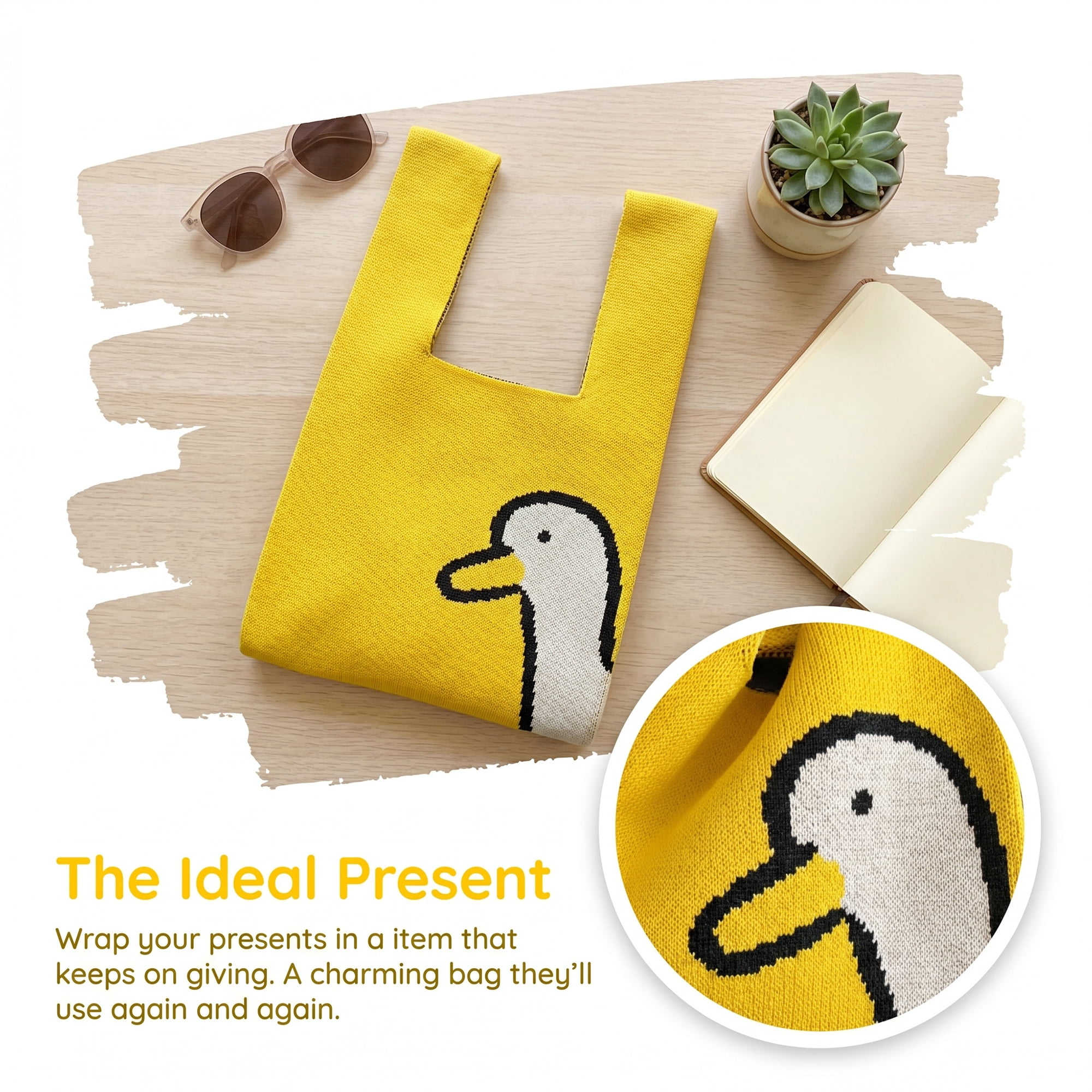 Unique Bargains Cute Cartoon Gift Bags with Handles for Parties 7.5" x 13.4" Yellow Duck