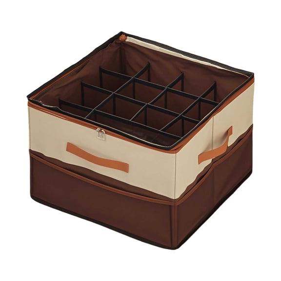 Foldable Fabric Shoe Organizer Storage Box - 16 Adjustable Dividers with Clear Cover - Multi-Compartment Shoe Container for Sneakers, Boots & Heels (Sturdy Handles, Space-Saving Design)