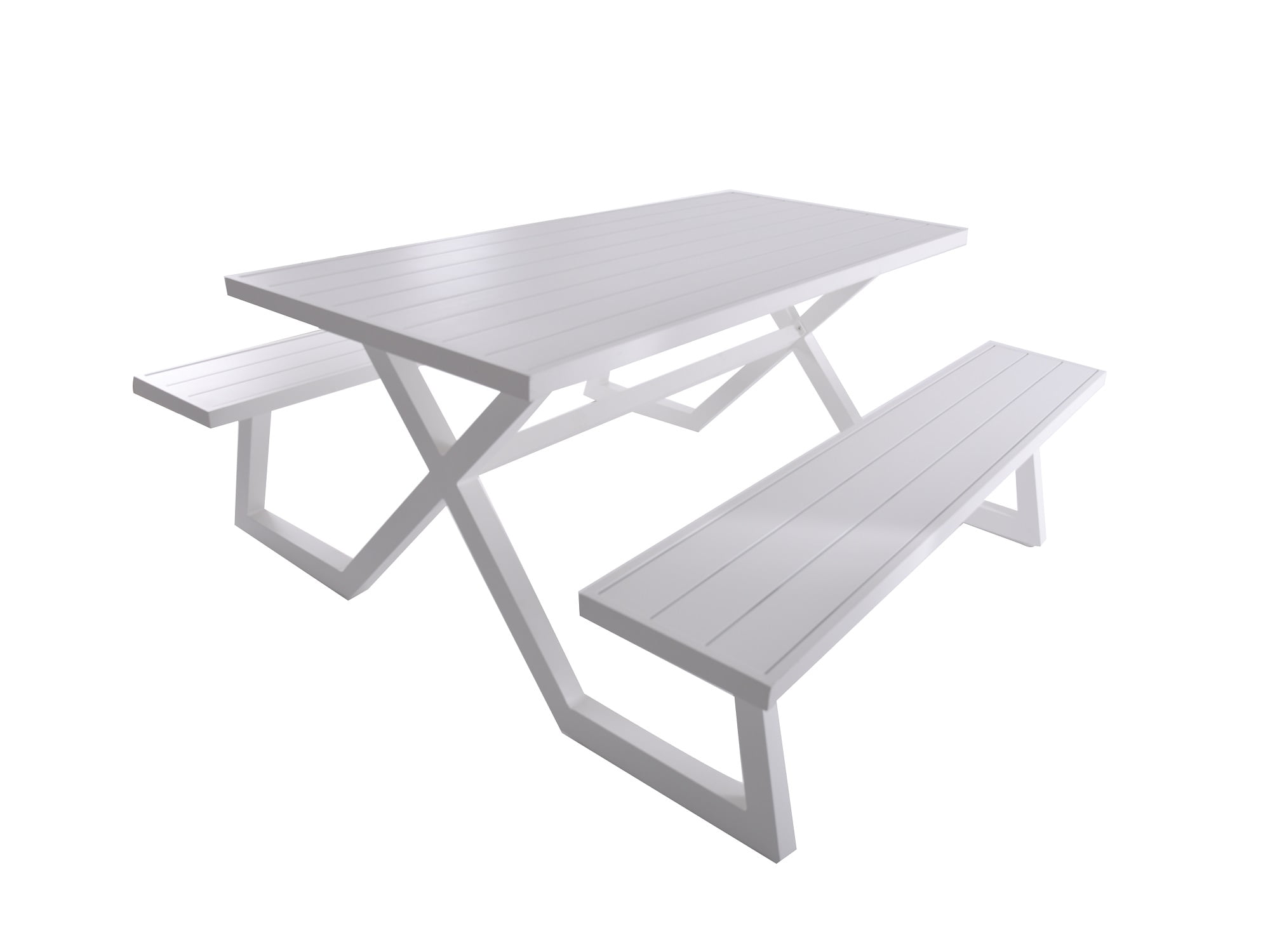 79” White Modern Deluxe 8-Seat Aluminum Picnic Table