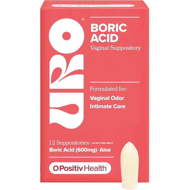 Supositorio vaginal de ácido bórico - con ácido láctico y aloe para un alivio rápido y control de olores vaginales - vegano, libre de parabenos, tintes y fragancias - 12 unidades