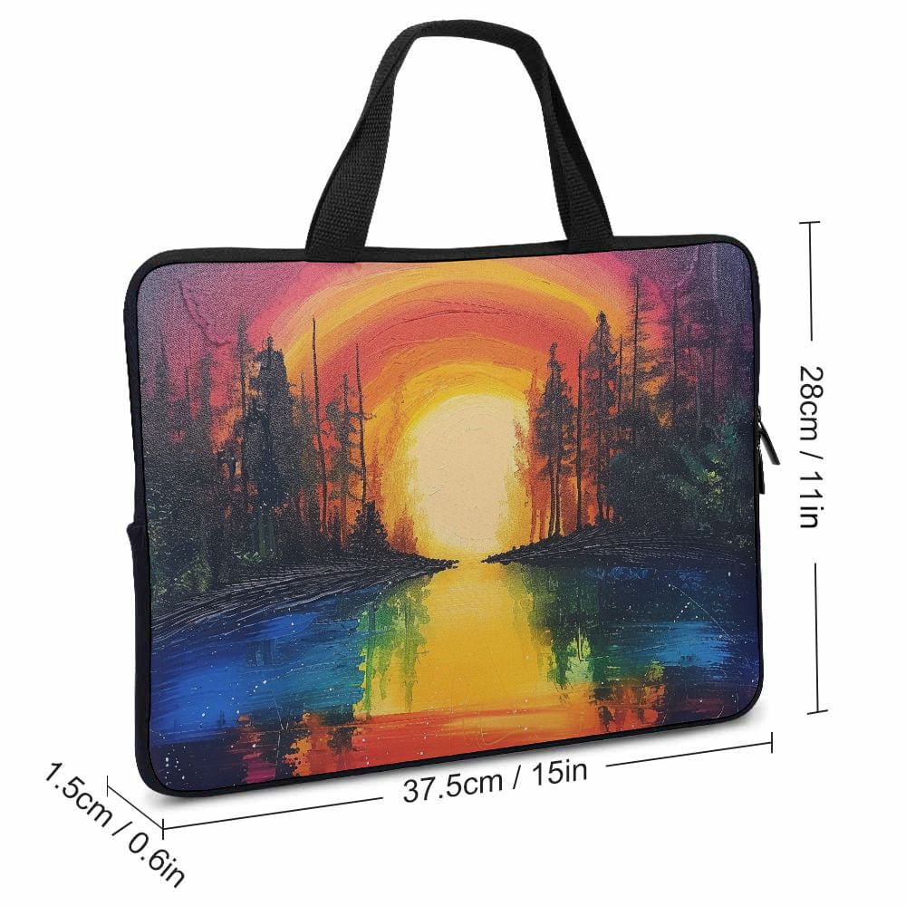 JRXY Rainbow Forest Laptop Bag Diving Fabric Computer Protective Handle Case Neoprene Tablet Cover 15inch