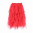 thumbnail image 2 of Tulle Skirts for Women Mid Length Elastic Waist Flowy A Line Asymmetrical Puffy Skirt Fairy Skirt Layered Mesh Dance Skirts, 2 of 4