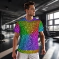 thumbnail image 3 of Wukai Colorful Glitter Print Men's Short-Sleeved Mesh T-Shirt,Quick-Dry Short Sleeve Workout T-Shirt-X-Small, 3 of 8