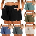thumbnail image 2 of PUMISAS Summer Shorts For Women Elastic And Adjustable Waistband Drawstring Shorts Comfortable Solid Color Casual Loose Pants With Pockets, 2 of 5