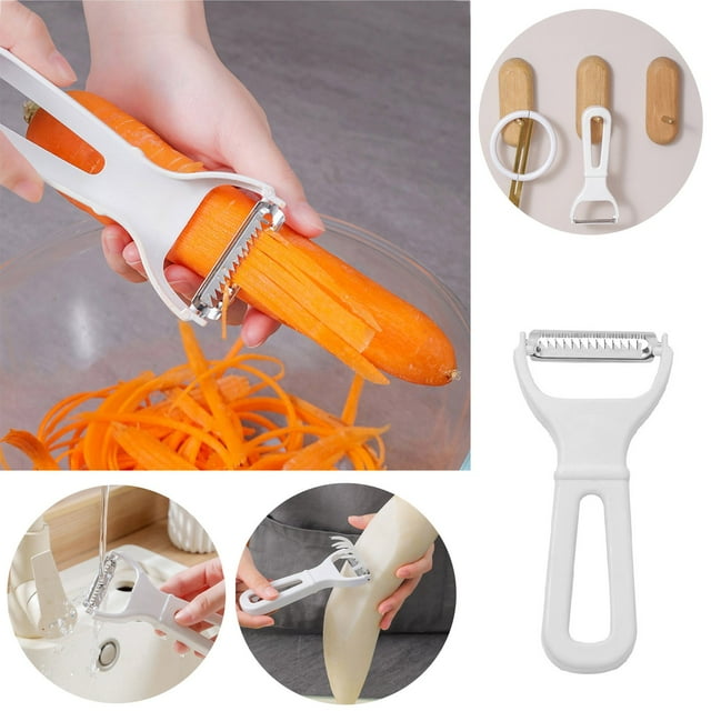 Pelador de verduras | Cuchillo raspador de patatas multifuncional | Herramienta para pelar frutas | Mango ergonómico antideslizante | Hoja afilada segura | Planes de melón | 13,5x5,5cm | 1 Paquete