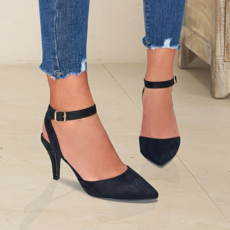 

Women‘s Ankle Strap Slingback High Heels Solid Color Pointed Toe Stiletto Heels Fashionable Pumps