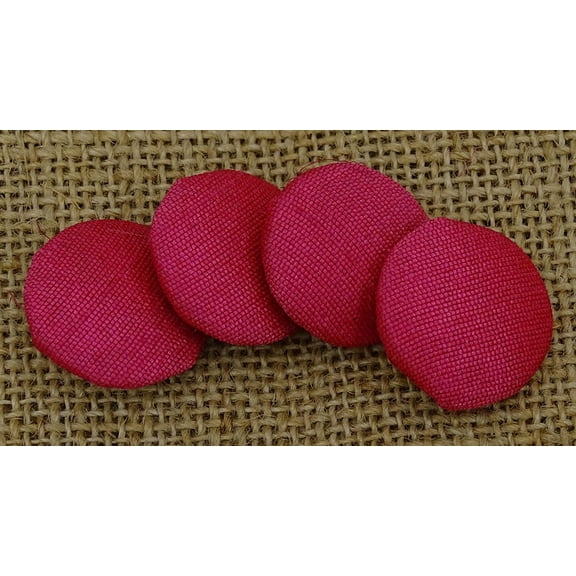 Decorative 2 Holes Pink Poly Dupion Fabric Covered Sewing Scrapbooking Craft Buttons - Pack of 12 Pieces