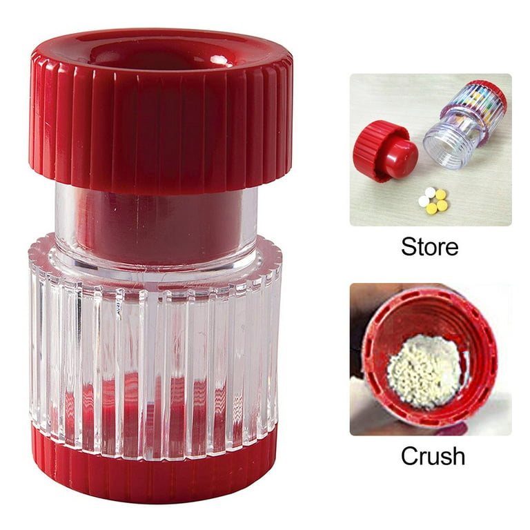 Pill Crusher Cutter and Grinder Combo with Drinking Cup Storage by Easycare