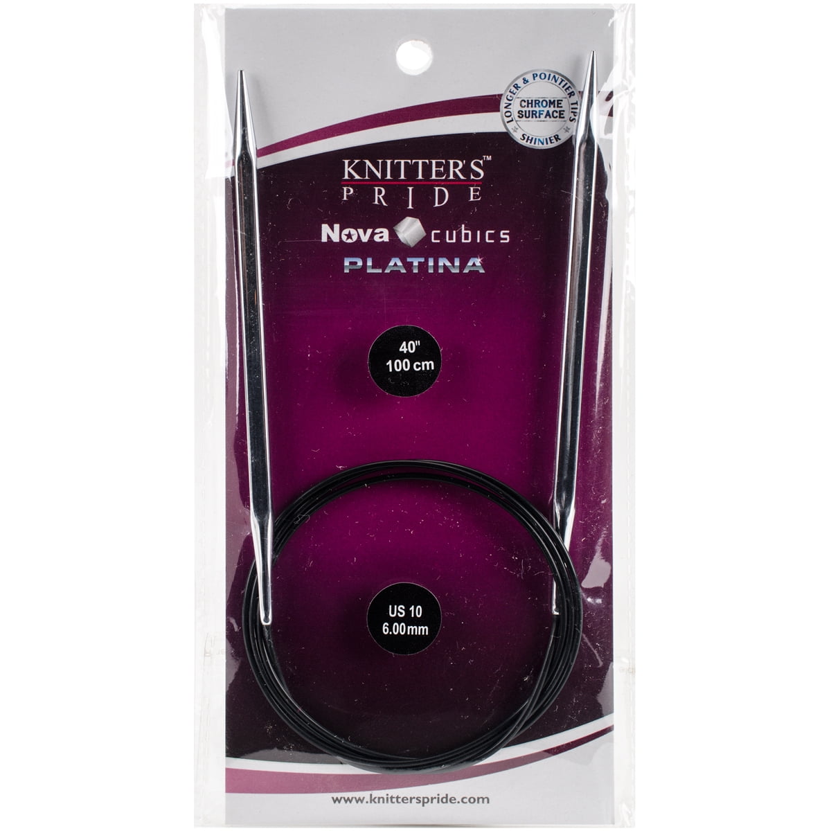 Cubics Platina Fixed Circular Needles 40'-Size 10/6mm
