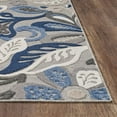 thumbnail image 3 of 8â€™ Round Blue Gray Jacobean Floral Indoor Outdoor Area Rug, 3 of 9