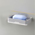 thumbnail image 1 of Soporte de plástico gris de un solo nivel, caja de jabón para inodoro, montaje en pared, sin necesidad de taladro, rejilla de drenaje para baño, 1 of 5