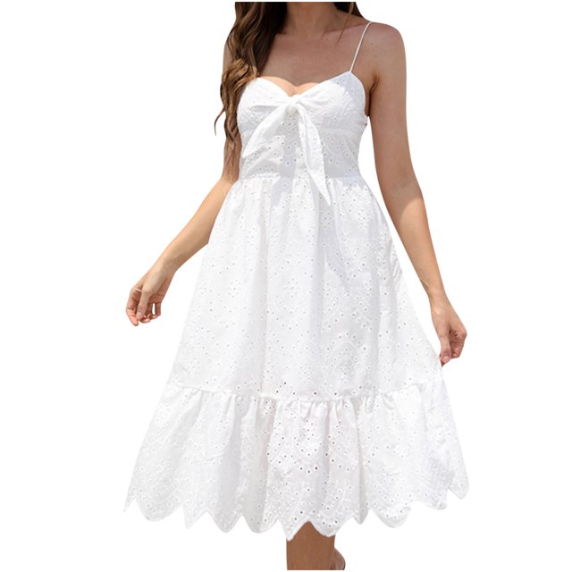 Falda de playa recortada con cuello en V y vestido elegante con tirantes sólidos a la moda para mujer Fridja hj5939