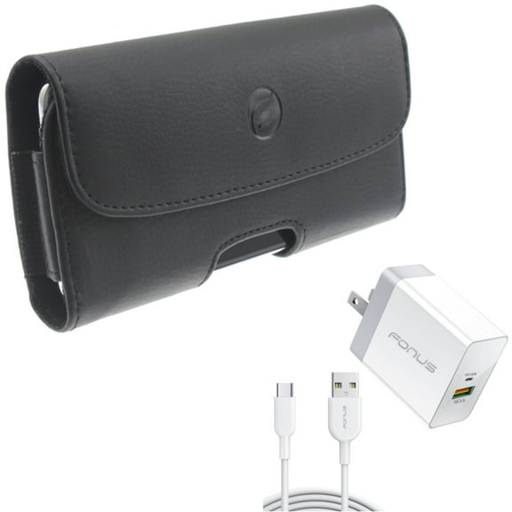 Case Belt Clip w 36W PD Home Charger for Samsung Galaxy S22 Ultra,S22 S21 Ultra,S21 S20 Ultra,S20 Plus - Leather Holster Cover, Fast Type-C 6ft Long Cable USB-C