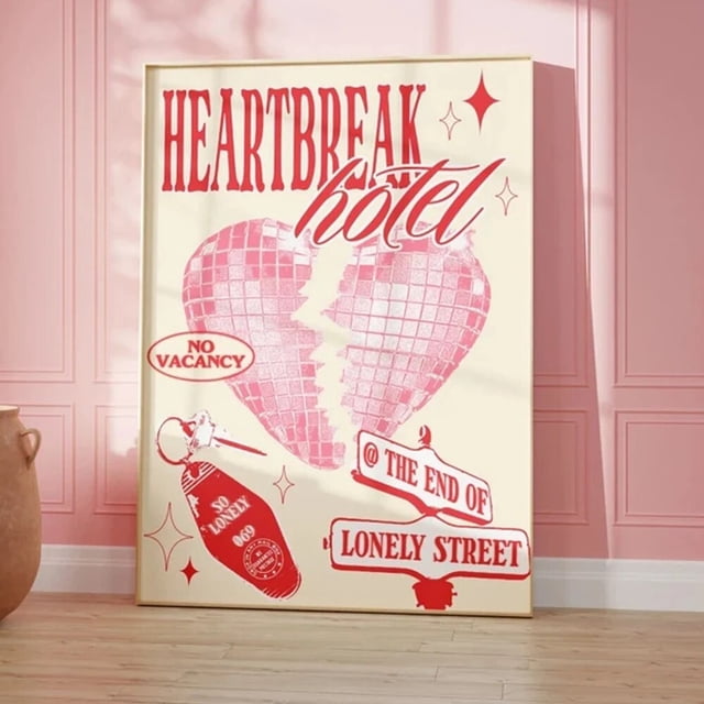 Arte de pared Retro Heartbreak Hotel cita Feeling Lucky 8 Ball Let Me Roll It Dice, pintura en lienzo, carteles, sala de estar, decoración del hogar