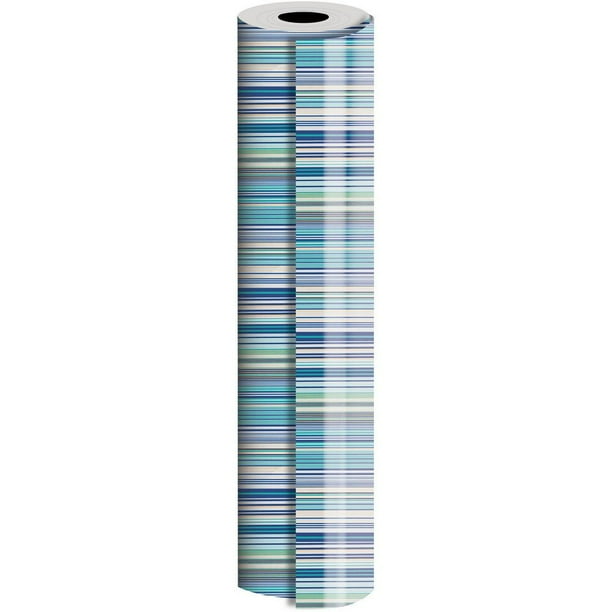 JAM Paper® Industrial Size Bulk Wrapping Paper Rolls, Bold Blue Stripe