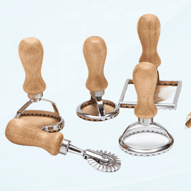 Ravioli Stamp Maker Cutter, Pasta Making Cutter with Wooden Handle, Pastry Wheel Cake Mold, Pasta Press Kitchen Attachment (D (Heart Shape))