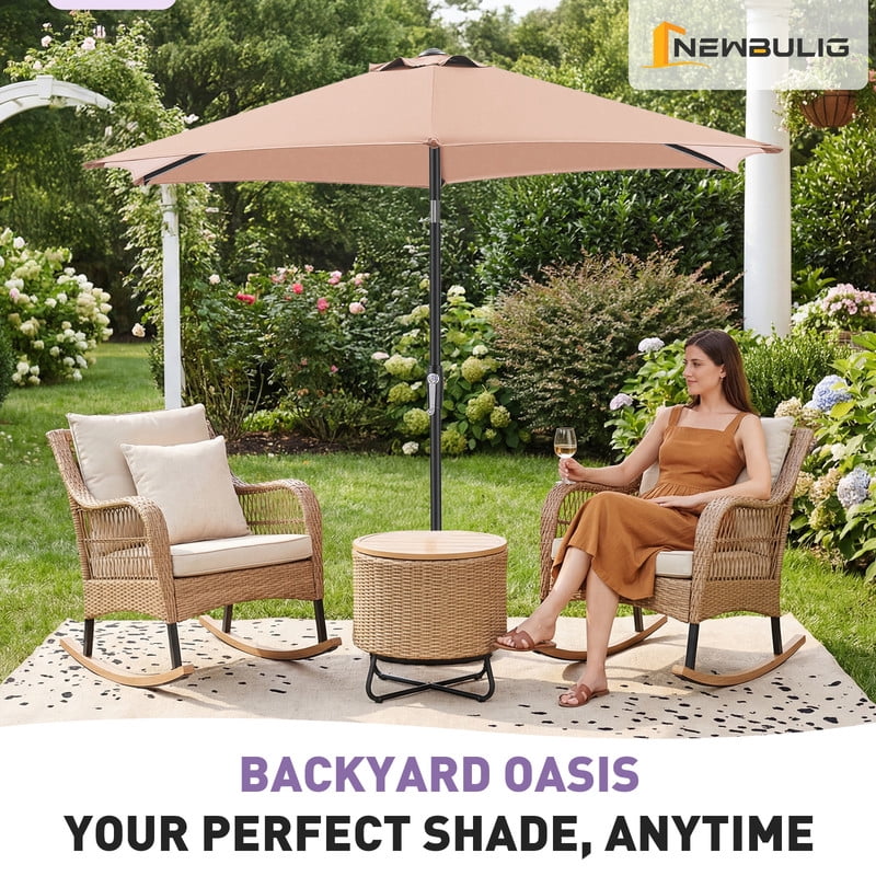 Gianna 7.5ft Patio Umbrella with Tilt and Crank Button & 6 Sturdy Ribs Waterproof, Patio Table Umbrella for Poolside, Terrace and Beach, Beige