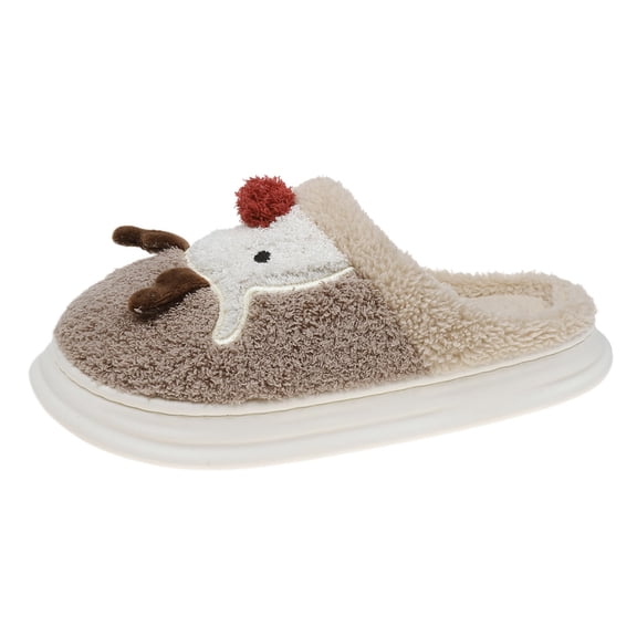 YLYL Christmas Womens Mens House Slippers Cute Deer Antlers Soft Plush Fuzzy Warm Indoor Bedroom Home Shoes