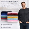thumbnail image 6 of 12 Pack Men’s Long Sleeve Cotton Blend T-Shirts – Crew Neck Lightweight Bulk Tees – Assorted Light & Dark Colors – Size -2XL, 6 of 7