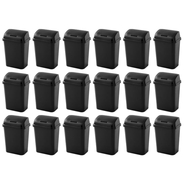 Sterilite 7.8 Gallon SwingTop Kitchen Wastebasket Trash Can, Black(18 Pack)
