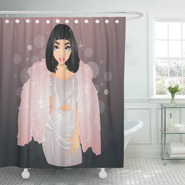 ABPHQTO Rosa Adorable Sexy Lady Black Hair on Sparkling Adulto Cortina de Ducha 150x180 cm