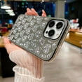 thumbnail image 2 of Compatible with iPhone 13 Pro Max Case 6.7 Inch, Luxury Shiny Glitter Diamond Heart Case, Bling Crystal Rhinestone Side Frame Case for Women Girls, Soft Silicone Protective Back Cover-Silver, 2 of 12