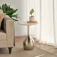 thumbnail image 2 of Modern Round Marble Top Side Table with Hammered Nickel Base – Accent End Table for Living Room, Bedroom, or Entryway Décor, 2 of 6
