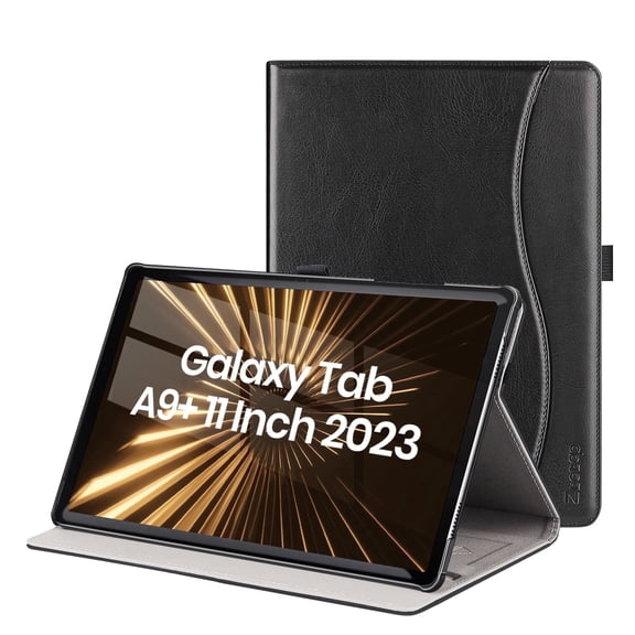 Lolsea Case for Samsung Galaxy Tab A9 /A9 Plus 11 inch 2023, High-grade PU leather Folio Protective Cover with Pocket and Pencil Holder, Black