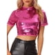 thumbnail image 1 of Disfraz de Halloween Blusa de manga corta con purpurina y lentejuelas para mujer Negro rosa L, 1 of 6