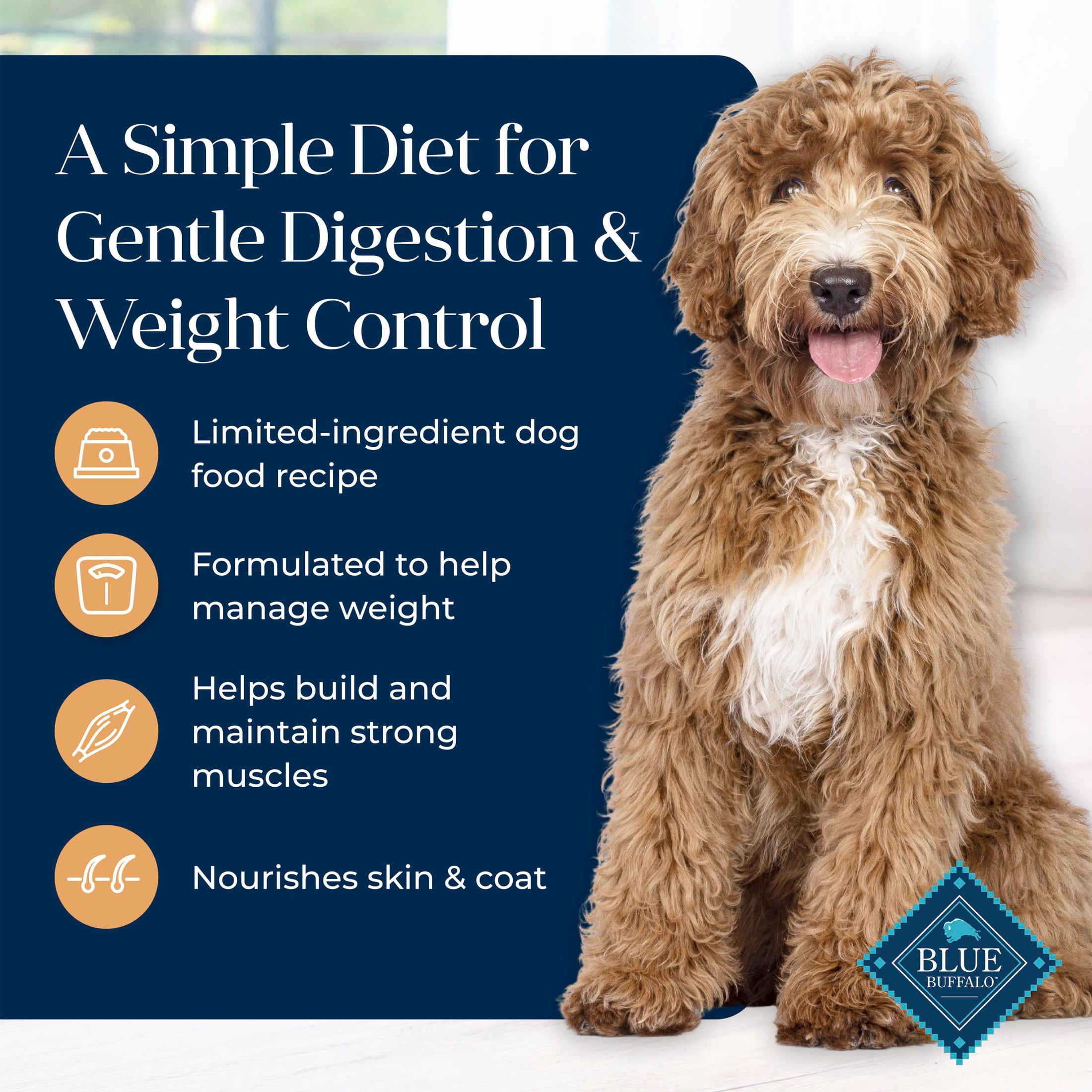 Blue Buffalo Basics Adult Dry Dog Food, Skin & Stomach, Turkey, Chicken Free, 24lb