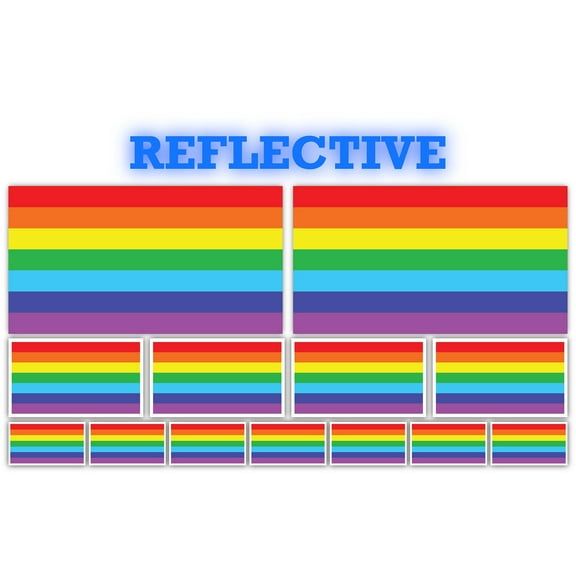 13 Pack Classic Rainbow Flags | (x2) 4x2 inch, (x4) 2x1 inch, (x7) 1x.5 inch flag stickers | Country State Flags Pack Stickers for Cars, Trucks, Laptops, Bikes, Toolboxes