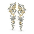 thumbnail image 2 of Bling Jewelry Womens Waterfall Long Bow & Flower Crystal Dangling Statement Chandelier Earrings Pink Rose Gold, 2 of 6