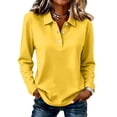 thumbnail image 5 of Polo Shirts For Women Three Buttons Long Sleeve Collared Golf Shirts Fall Relaxed Fit Breathable Tops Casual Lapel V Neck Business Blouses, 5 of 5